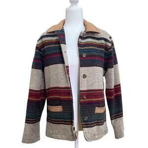 Vintage Woolrich Women's Size S Wool Striped Short Southwestern Blanket Jacket